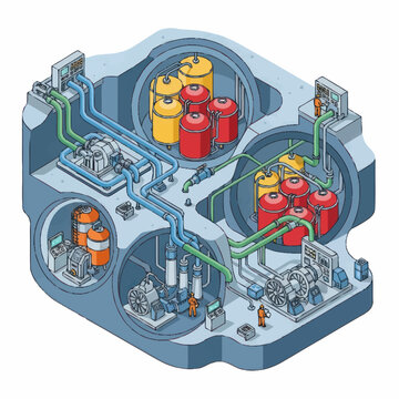 Detailed Isometric View of Industrial Nuclear Reactor Core.