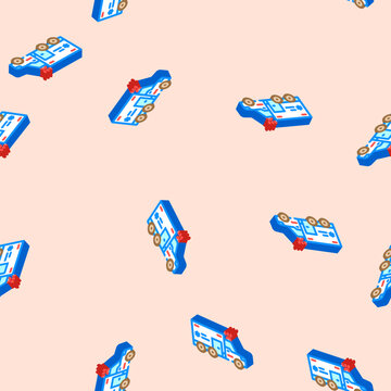ambulance fracture injury isometric seamless pattern. ambulance fracture injury sign illustration