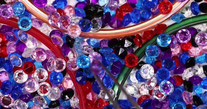 multicolour small tiny crystal glass shiny vibrant color decorative gem stones slide glide move