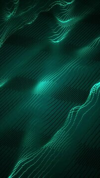 Abstract glowing digital wave patterns in teal and dark background