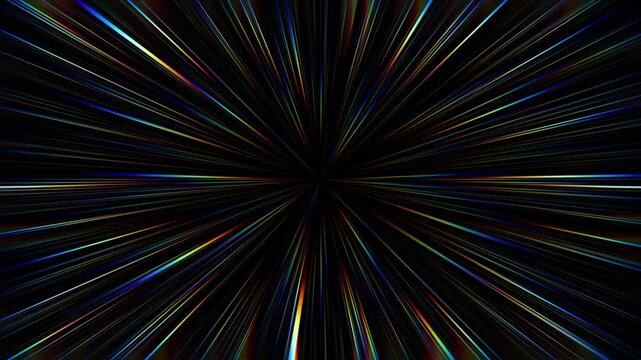 Rainbow colored fine radiating lines converging sharply toward a bright center point forming a delicate starburst pattern with a smooth glowing today