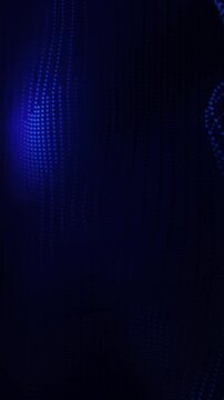 Abstract flowing blue and purple digital particles in motion