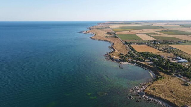 Aerial view of Black sea coast near Shabla cape, Dobrich Region, Bulgaria