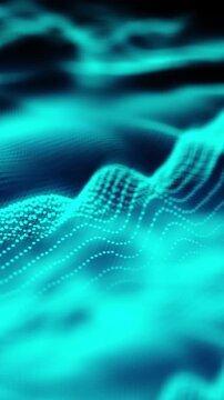 Abstract blue digital wave patterns flowing and shimmering with light