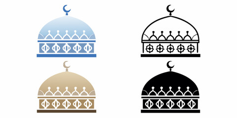 mosque dome icon set flat design architecture © Vector Art