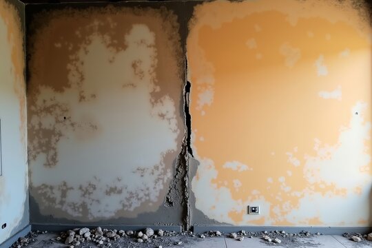 Showcase a Split Frame of a Fire-Damaged Wall Versus Its Restored Counterpart, Highlighting the Transformation in Texture, Color, and Structural Integrity.