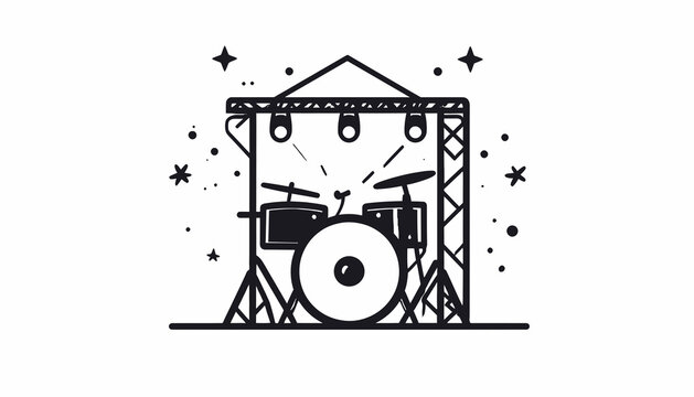 Drum Set on Stage Performance Equipment.