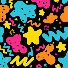 Fototapeta premium Abstract background with hand drawn organic shapes blobs and stars