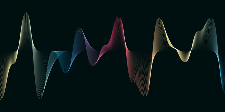 Abstract banner with a colourful soundwaves design 
