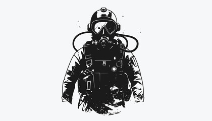Diver in scuba gear descending. © Maulana