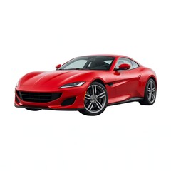 Fototapeta premium Sleek red luxury sports car with aerodynamic design on a white background