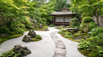 Fototapeta premium Zen Garden with Greenery