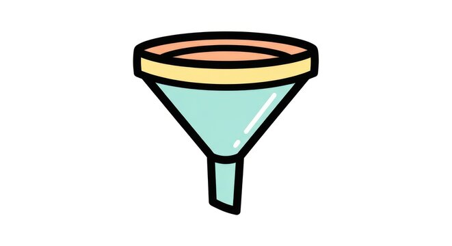 Colorful Funnel Illustration Isolated Object.