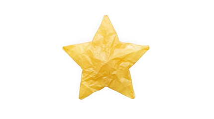 Fototapeta premium Crumpled yellow paper star isolated on transparent background