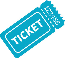 Obraz premium Cyan ticket icon featuring perforated edge and numeric code for event access entry admission or cinema performance concept. Vector Illustration