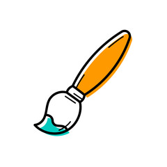 Obraz premium Pictogramme coloré représentant un pinceau, idéal pour illustrer les arts plastiques, la peinture, les activités créatives, l’école, les fournitures scolaires et la rentrée.