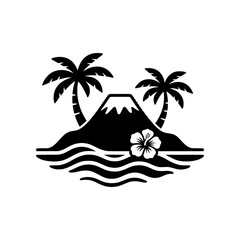 Masterpiece Maui, Hawaii icon featuring the island's most recognizable elements including palm trees, ocean waves, volcanic landscapes, and tropical flowers. Perfect for travel brands, tourism busines © puntip_a