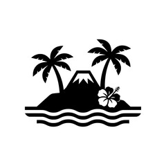Masterpiece Maui, Hawaii icon featuring the island's most recognizable elements including palm trees, ocean waves, volcanic landscapes, and tropical flowers. Perfect for travel brands, tourism busines © puntip_a