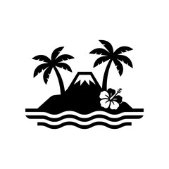 Masterpiece Maui, Hawaii icon featuring the island's most recognizable elements including palm trees, ocean waves, volcanic landscapes, and tropical flowers. Perfect for travel brands, tourism busines © puntip_a