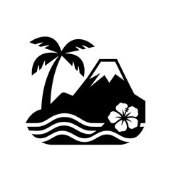 Masterpiece Maui, Hawaii icon featuring the island's most recognizable elements including palm trees, ocean waves, volcanic landscapes, and tropical flowers. Perfect for travel brands, tourism busines © puntip_a