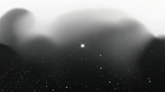 Silent starry night sky with subtle twinkling stardust particles above a solid black horizon line.