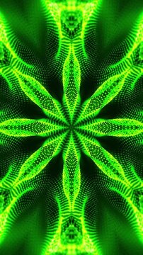 Abstract green fractal patterns with glowing luminous energy and intricate details