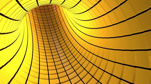 Abstract tunnel with yellow and orange gradient, digital art and motion graphics