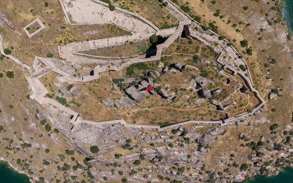 Historic Pertek Castle on the Waters of Keban Reservoir in Tunceli, Turkey with Scenic Landscape View