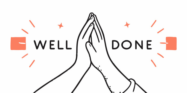 High Five Gesture With Text Hand Drawn Vector Illustration