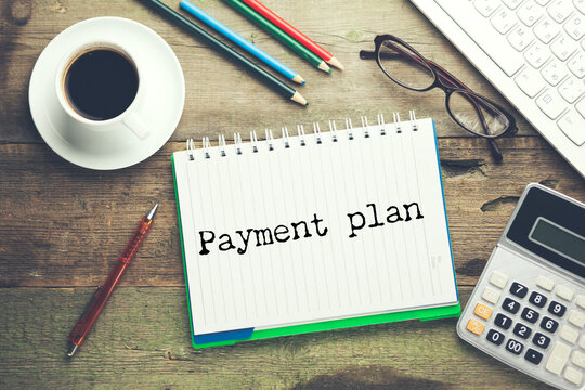 payment plan. torn page on envelope