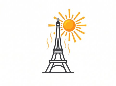Paris heatwave with Eiffel Tower under summer sun
