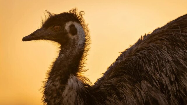 emu close up in australian outback at sunset light video
