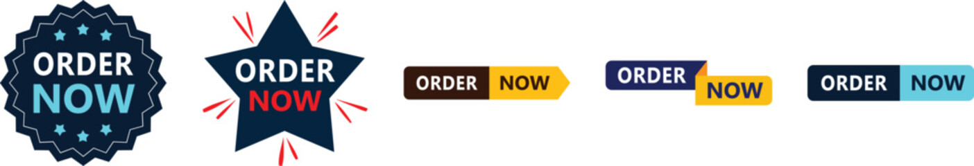 Colorful order now call to action buttons set © Mukhlisur