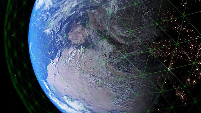 Aerial view of Earth showing intricate details and intricate networks in space