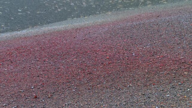Closeup of colorful mineral deposits in assen Volcanic National Park, California