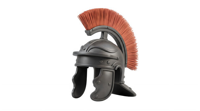 Ancient Roman Centurion Helmet with Red Crest on Black Background