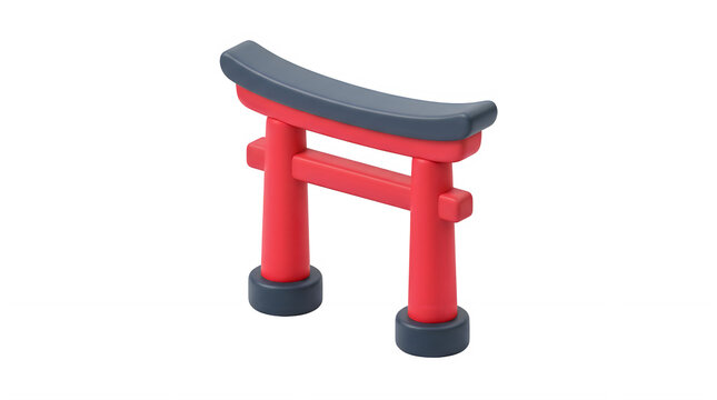3D Red Japanese Torii Gate Icon Isolated