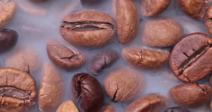 Fresh roasted coffee bean smoke vapour slide glide move