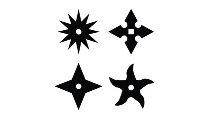 Black ninja throwing stars on white background shuriken vector illustration isolated on white background. © MRSPEARA