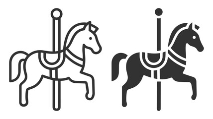carousel horse vector illustration set with pole amusement park ride on transparent background © gerik_a