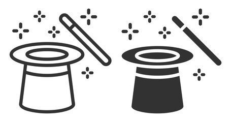 magic hats with wands and sparkles vector illustration on transparent background © gerik_a