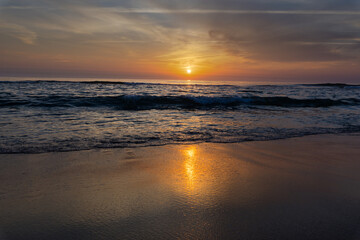 beautiful golden sunset over the Atlantic Ocean © wundermann