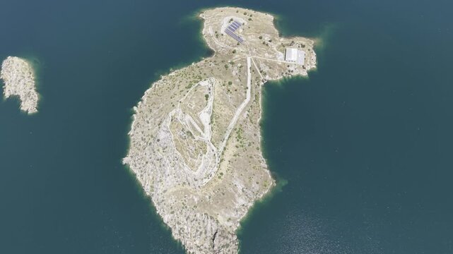 Aerial Drone View of Pertek Castle on Keban Reservoir in Tunceli, Turkey with Historic Fortress Landscape