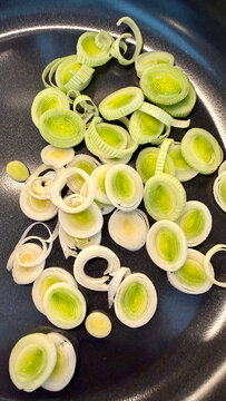 Fresh Sliced Leek Pieces Ready for Cooking