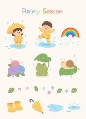 Fototapeta premium Rainy Season Cute Illustration