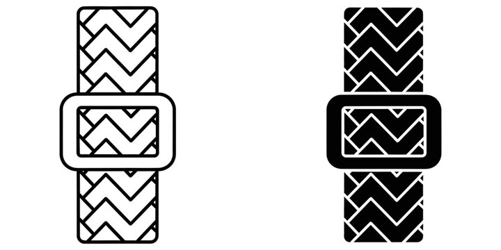 Belt buckle with chevron pattern strap on white background