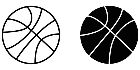 Obraz premium Basketball line art and silhouette isolated on white background for sports graphics