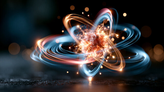 A glowing quantum computing concept with luminous superposition patterns on a vivid dark background quantum computing quantum superposition quantum physics quantum mechanics