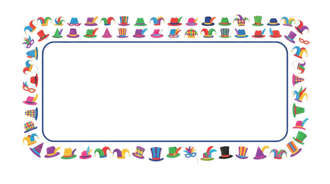 Festive carnival hat divider border for Mardi Gras party
