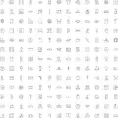 Fototapeta premium Large set of various thin line icons portraying numerous concepts, objects, and activities for user interface design, web development, and graphic illustration